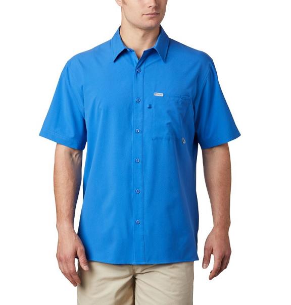 Columbia PFG Zero Rules Shirts Blue For Men's NZ14965 New Zealand